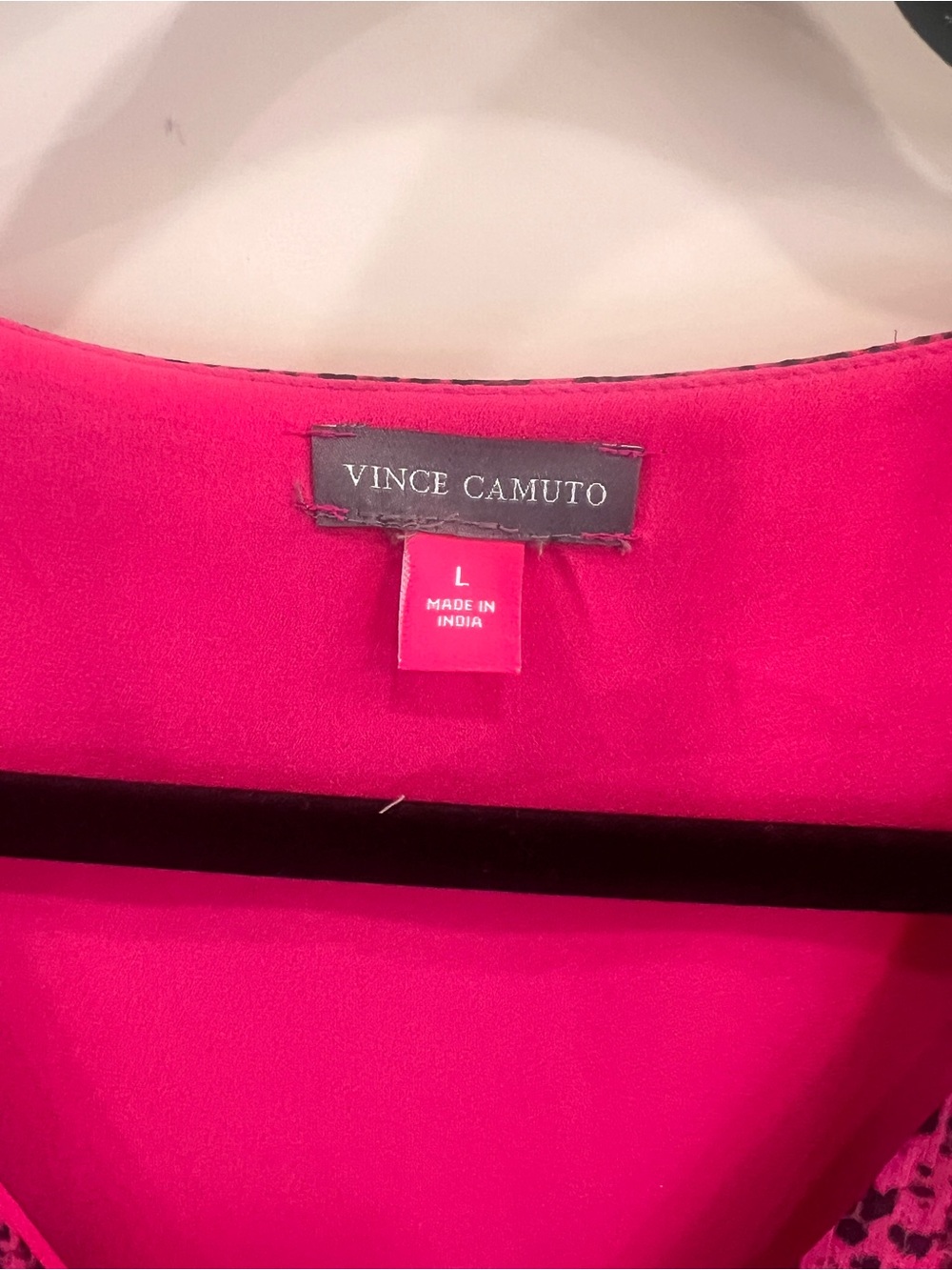 Vince Camuto Raspberry Leopard-Print V-Neck Blouse - Picture 4 of 4